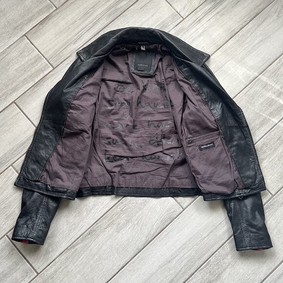 Mauritius Christy Rf Star Detail Leather Jacket, Vintage Black - NEW - Picture 10 of 15